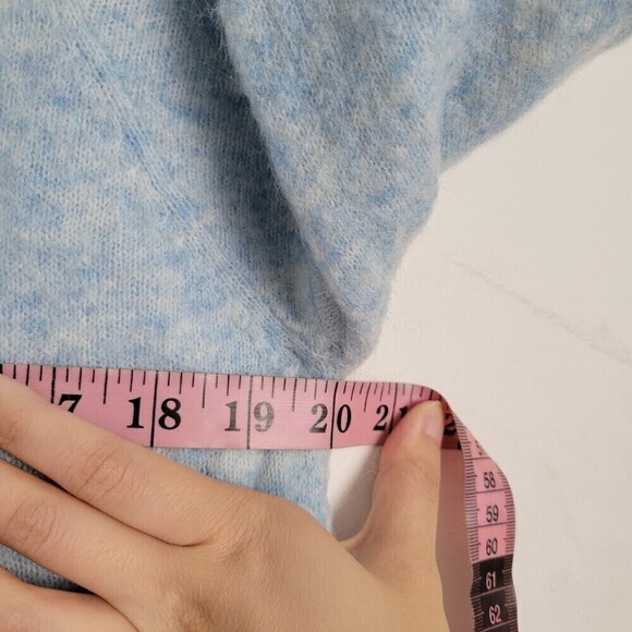 Witchery Wool Mohair Heathered Baby Blue Pullover Mock Neck Sweater Size XXS - Picture 7 of 11